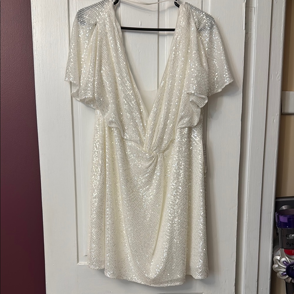 Jenny Yoo Harper Elegant White Sequin Dress